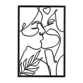 SIGNLEADER Metal Wall Art Decor Woman's Face Shape Modern Abstract Wall Sculpture Hangings Home Decoration for Living Room, Bedroom, Bathroom, Kitchen, Outdoor - 30" Black