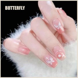 TNTOKU Nail Seals, Tweezers, Nail Art Stickers, Jewelry Stones, 3D Texture, For Nail Decoration, Crystal Pearl Stone, Nail Parts, Butterfly, Ribbon, Flower, Heart