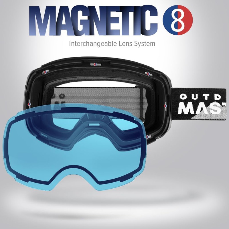 OutdoorMaster Ski Goggles PRO - Frameless, Interchangeable Lens 100% UV400