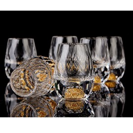 DUJUST DUJUST Diamond Shot Glasses (1.5oz), Crystal Shot Glass Set Decorated with 24K Gold Leaf Flakes, Luxury & Cute Shot Cups, BPA-Free & Lead-Free, Perfect for Dcor & Collection, Gift Choice - 6 pcs