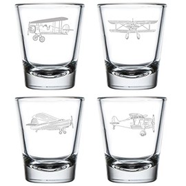 MIP Set of 4 Shot Glasses 1.75oz Shot Glass Aviation Airplane