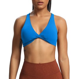 Aoxjox Women's Workout Sports Bras Fitness Backless Padded Satara Low Impact Bra Yoga Crop Tank Top (Directoire Blue, Medium)