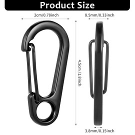 20Pcs Mini Carabiner Clip Zinc Alloy Spring Snap Hook 1.8 Inch Small Carabiner Clips Quick Release Paracord Carabiner for Traveling​Outdoor Key Chain Camping Fishing Hiking