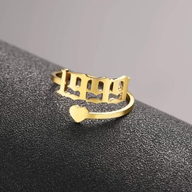 SKQIR Year Open Ring for Women,Men Promise Rings Engagement Wedding Band Stainless Steel Ring for Girl Jewelry Gift(Gold 1999)