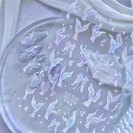 Dedyel Ocean Nail Art Stickers Tail Beach Summer Nail Art Self-Adhesive Nail Art Stickers for Women Girls DIY Manicure Decoration