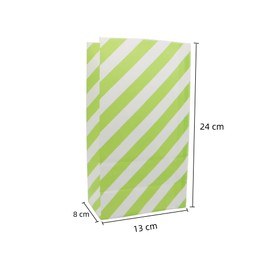 EMAAN 24 Pack Party Favor Bags Green Party Goody Bags 5.1 X 3.1 X 9.4 Inch Small Paper Treat Bags for Birthday Christmas St. Patrick's Day Party Snack Candy Bags (Green Dots and Striped)