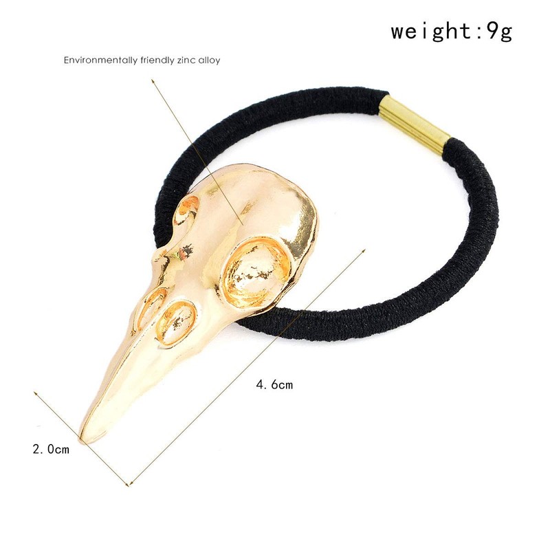 Carykon 10PCS Women Hair Tie Alloy Crow Skull Elastic Ponytail