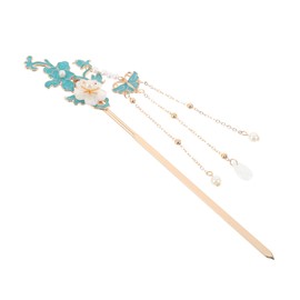 FRCOLOR Vintage Blue Chinese Hair Chopsticks with Tassel Pin Elegant Updo Hair Accessories for Women for Hanfu Styling