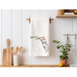Moonlit93 Florida State Map Kitchen Towel, U.S. State Souvenir Tea Towel, Multi-Purpose Towel, Soft & Absorbent Kitchen Towel, Towel for Florida Lovers, Travel Florida Souvenir