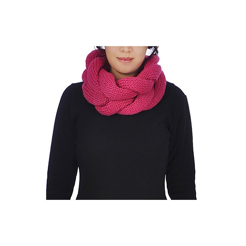 Basic Sense Chunky Knitted Plait Snood, Pink