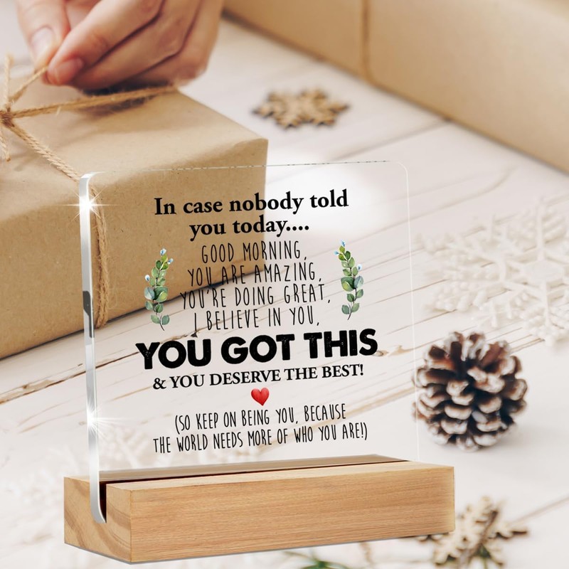 Acrylic Plaque Photo Frame,Inspirational Desk Sign - Motivational Quote -