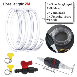 Petrol Pump, 2 Metre Hand Pump, Portable Fuel Pump, Transfer Pump, Diesel Pump, Transfer Pump, Universal Siphon Pump, with 2 Hose Clamps and 1 Control Valve