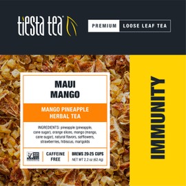 Tiesta Tea - Maui Mango, Loose Leaf Mango Pineapple Herbal Tea, Decaffeinated, Hot & Iced Tea, 2.2 oz Pouch - 25 Cups, Natural Flavors, No Artificials, Herbal Tea Loose Leaf Blend (Pack of 6)