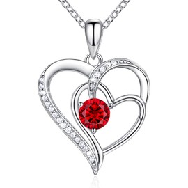 NINAMAID 925 Sterling Halskette für Damen Silber Kette Damen Schmuck Halskette für Frauen Geburtsstein Halskette für Frauen Geburtstags Geschenke für Frauen Freundin mit 5A Cubic Zirkonia