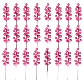 KPUETY Artificial Berry, 24 pcs Christmas Berries Stems, Artificial Christmas Picks,Artificial Berries Stems for Xmas Tree Ornaments Wreath Decorations Home (Pink)