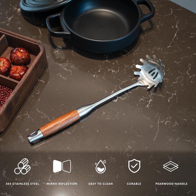 YENXIKU Stainless Steel Spaghetti Spoon - Metal Pasta Spoon with