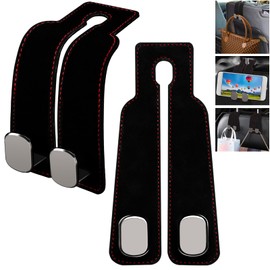 BITOWO 2 Pcs Black Car Seat Back Storage Hook Car Seat Hooks for Headrest Leather Double Car Seat Storage Hooks Car Hooks for Handbags Car Seat Hooks for Headrest Car Accessories Organiser Hooks