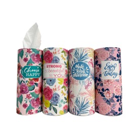 NPHONGSHUO Car Tissues Holder 4PK with 3-ply Facial Tissues, Car Tissues,Car Tissue Cylinder,Car Tissue Box Round Container, Perfect fit for Cup Holders & Outdoor activities