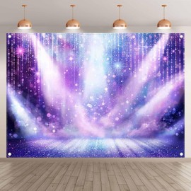 Luminora 7x5ft Purple Spotlight Stage Concert Backdrop Sing Dance Music Festival Lighting Background Prom Birthday Party Decoration Photo Banner Props