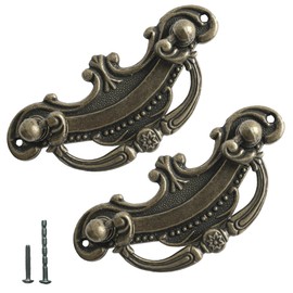 8 Pack Antique Bronze Baroque Style Drop Bail Drawer Pulls, 2" Hole Center