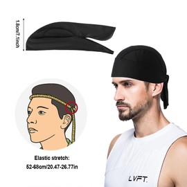 XQMMGO 1 Piece Sports Bandana Cap, Sports Bandana Sun Quick Drying, Summer Running Hat, Elasticity, Breathable, Absorbs Sweat Bandana, Men's Biker Bandana Hat, Pack of 2