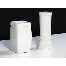 Yamako Domestically Produced, White, Plain, Square Match, Incense Difference, Buddhist Articles, Pottery, 2-piece Set, Modern Mini Buddha Dalmatian, Bon Festival, Higashikan, Grave Visit, Memorial Service