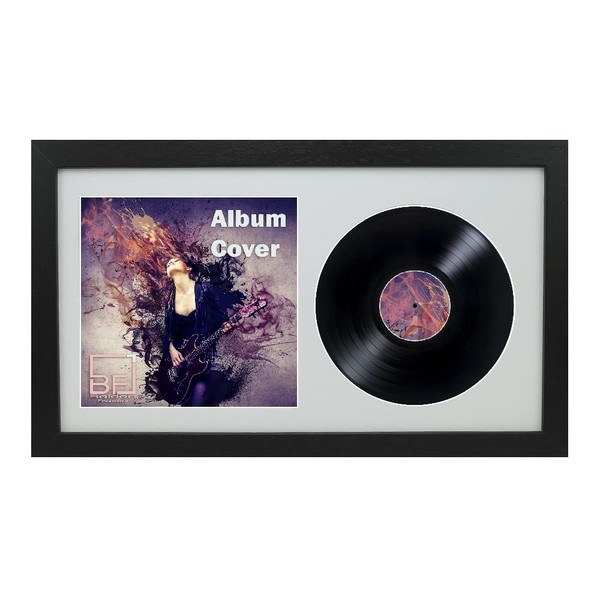 12" / 10" / 7" Double Vinyl LP Record and Album Cover Frame Memorabilia Wall Display (Matt Black, 12")