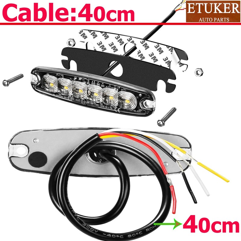 ETUKER 2 x 6 LEDs Front Flasher Orange 12/24 V