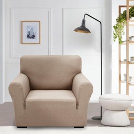 XINEAGE 2023 Newest Stretch Armchair Covers 1 Piece Chair Slipcovers Chair Protector for Living Room Thick Soft Chair Cover with Elastic Bottom Couch Cover for Pets Kids (1 Seater, Khaki)