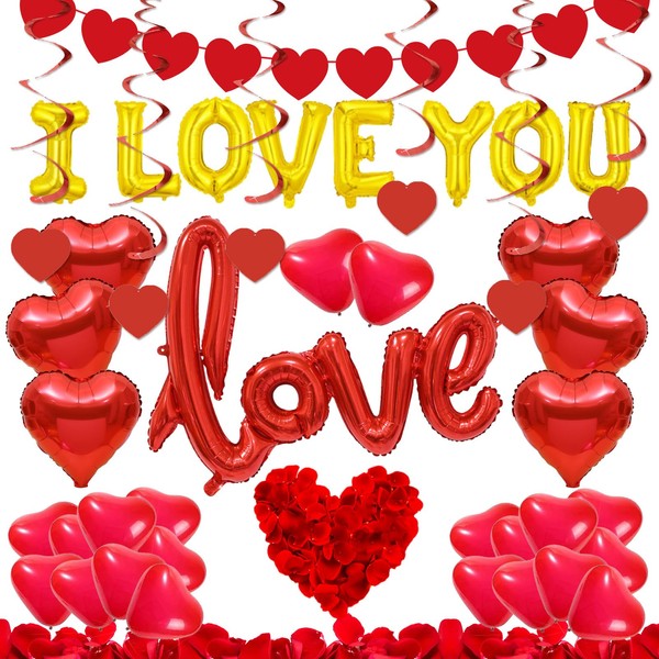 Valentine's Day Decorations I Love You Red Balloons and Heart