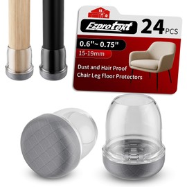 Ezprotekt 24 PCS Silicone Chair Leg Floor Protectors for Hardwood Floors, Dust and Hair Proof Chair Leg Caps, No Scratches and No Noise, Chair Leg Sliders for Carpet (Fit 0.6" - 0.75")