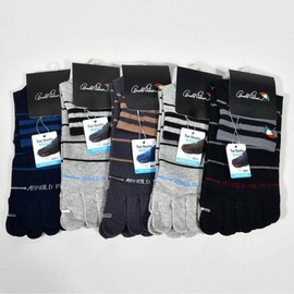 Men's 'Kkul-ttaeng' Striped Toe Ventilated Ankle Socks 5 Pairs Mixed Colors, Size 26cm