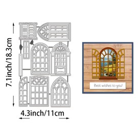 BENECREAT Door Window Frame Metal Die Cuts, Door Cutting Dies Window Frame Lace Embossing Tool Cut Stencils for Album Paper Card Art Craft Scrapbooking Card Making
