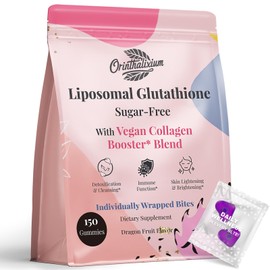 Orinthalixium Liposomal Glutathione Gummies 1000MG - Sugar Free Reduced L-Glutathione with Vitamin C & Vegan Collagen - Antioxidant & Skin Wellness - 150 Count