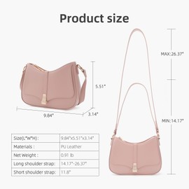 Prettyzys Crescent Shoulder Bag for Women, Vintage Retro Vegan Leather Clutch Tote Handbags Crossbody Bags Handbag for Women, Pink