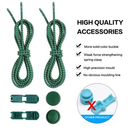 ZGZDFC 2 Pairs No Tie Shoelaces - Reflective Elastic Tieless Shoelaces fit for Adults, Kids, Elderly (Green)