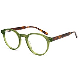 Dollger Blue Light Blocking Glasses For Woman Men Thick Acetate Frame Round Computer BlueLight Glasses Non-Prescription Green framed leopard print legs