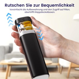 Colorwing Pill Box 7 Days for 1 Dose, Medication Box for 7 Days, Travel Pill Box for On the Go, Lateral Retractable and Removable, Easy to Open (Black)