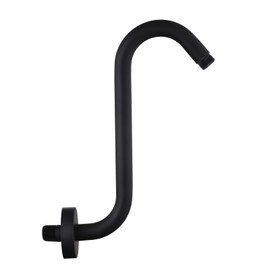 Shower Head Extension Arm,10 Inch High Rise Shower Arm with Flange,S" Shaped Shower Head Extension, Standard 1/2" Connection Matte Black Finish