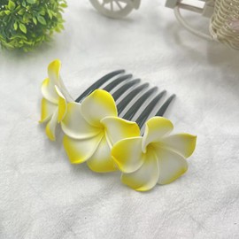 Hawaiian Plumeria Flower Hair Combs for Women Hawaiian Flower Hair Comb Hawaiian Headpiece Hair Accessories for Women Hawaiian Floral Hairpins Hawaiian Flowers Hair Clips