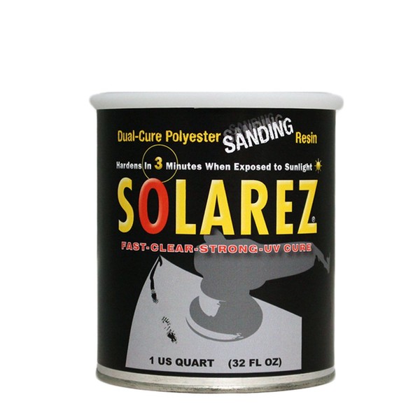 Solarez UV Cure Polyester Sanding Resin (Quart) for Boat & PWC Repair, Canoes & Kayaks, Fabrication, Woodworking, Pool, SPA, Tub, Surfboards, Rapid Proto, Hobby, RC Modeling ~ Made in USA (Quart, 4 Sizes)