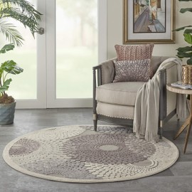 Nourison Graphic Illusions Area Rug, 4' x 4' ROUND, GREY