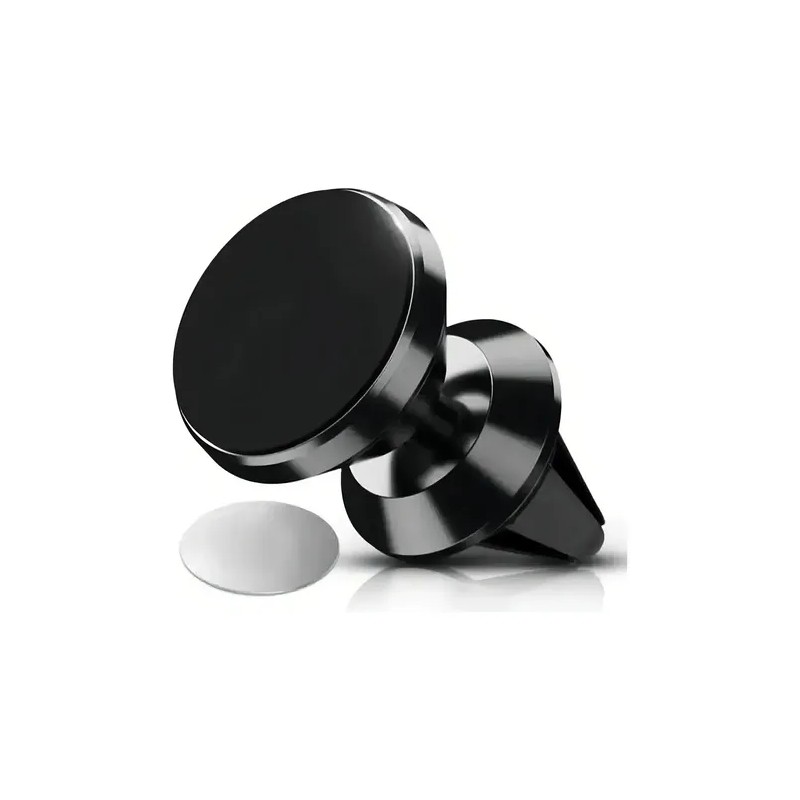 Soporte Magnético Universal para Auto Negro 1HORA,Compatible iPhoneSamsungMotorolaAndroid,Incluye Placa,Se Fija