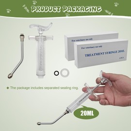 Zalaxt 2 pcs Reusable Goats Syringe for Goat, 2 Drench Nozzle Adjustable Dosage Drench Gun Syringe for Sheep (Clear 20ML)