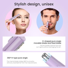 Ear and Nose Hair Trimmer for Women, 2025 Professional Painless 2 in 1 USB Rechargeable Eyebrow & Facial Hair Trimmer, Precision Tool with Powerful Motor and Dual-Edge Blades, IPX7 Waterproof
