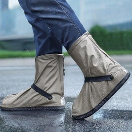 Zippered Waterproof Shoe Covers for Rainy Season Protection Waterproof Zipper Shoe Cover / Black XL