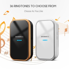 Self-Powered Doorbell Wireless Doorbell Waterproof Smart Doorbell with 36 Melodies 150M Range Led Flash for Home Apartments Businesses Classrooms