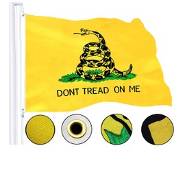 G128 – Dont Tread on Me (Gadsden) Flag | 3x5 feet | Heavy Duty Spun Polyester 220GSM Embroidered – Tough, Durable, Indoor/Outdoor, Vibrant Colors, Brass Grommets