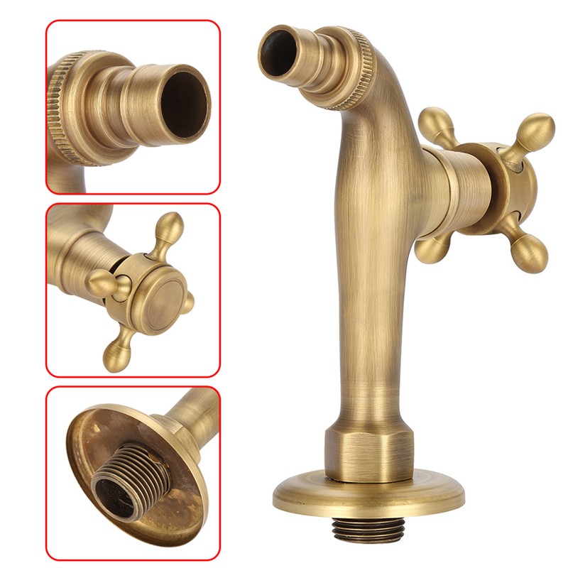 Vintage Solid Brass Single Handle Faucet for Washing Machine Wall