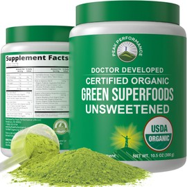 Peak Performance Peak Performance Unsweetened Organic Greens Superfood Powder. Super Greens Powder with 25+ Organic Ingredients for Max Energy and Athletic Performance. Vegan Keto Green Juice Daily Drink